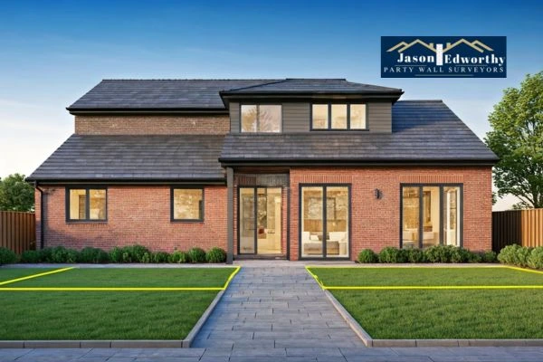 Home extension focusing on boundary line Leicestershire